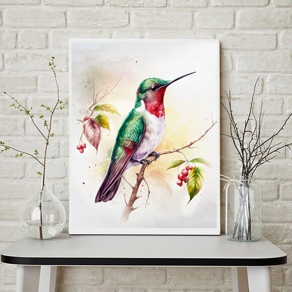 noblecaptures Other - 11x14 Hummingbird Watercolor Oil‎ Painting Art Print
